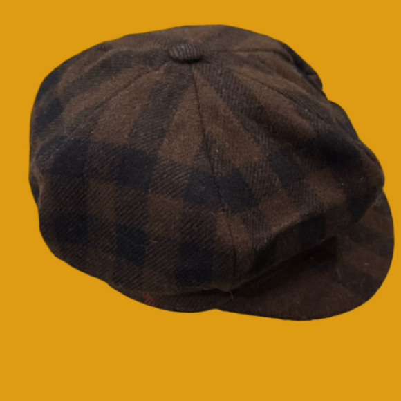 Burberry London 100% wool. Brown Plaid Newsboy Cap - Picture 5 of 14